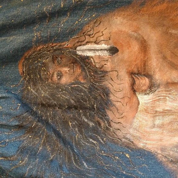 Denim Jacket with Native American Painting - Picture 2 of 7